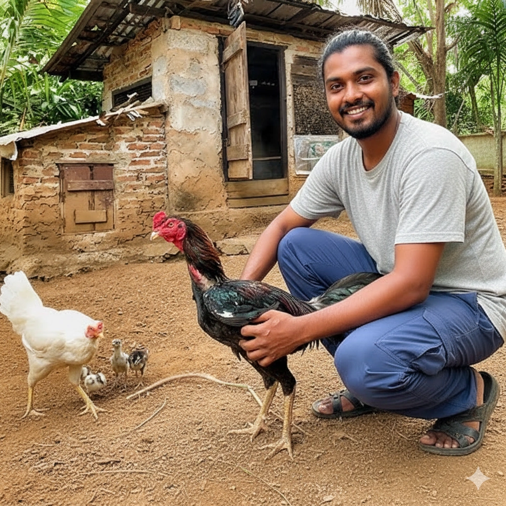 Farmer with Premium Chickens